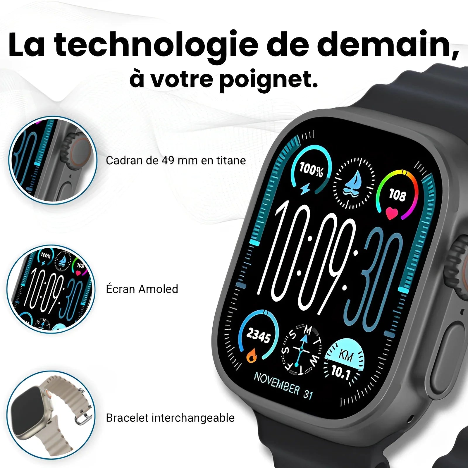 Nexura™ - Montre connectée Bluetooth ULTRA MAX - 49mm - Nexura